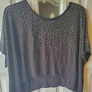 Women's Forever 21 Black and Silver Rhinestone crop top - Size Large - Used
